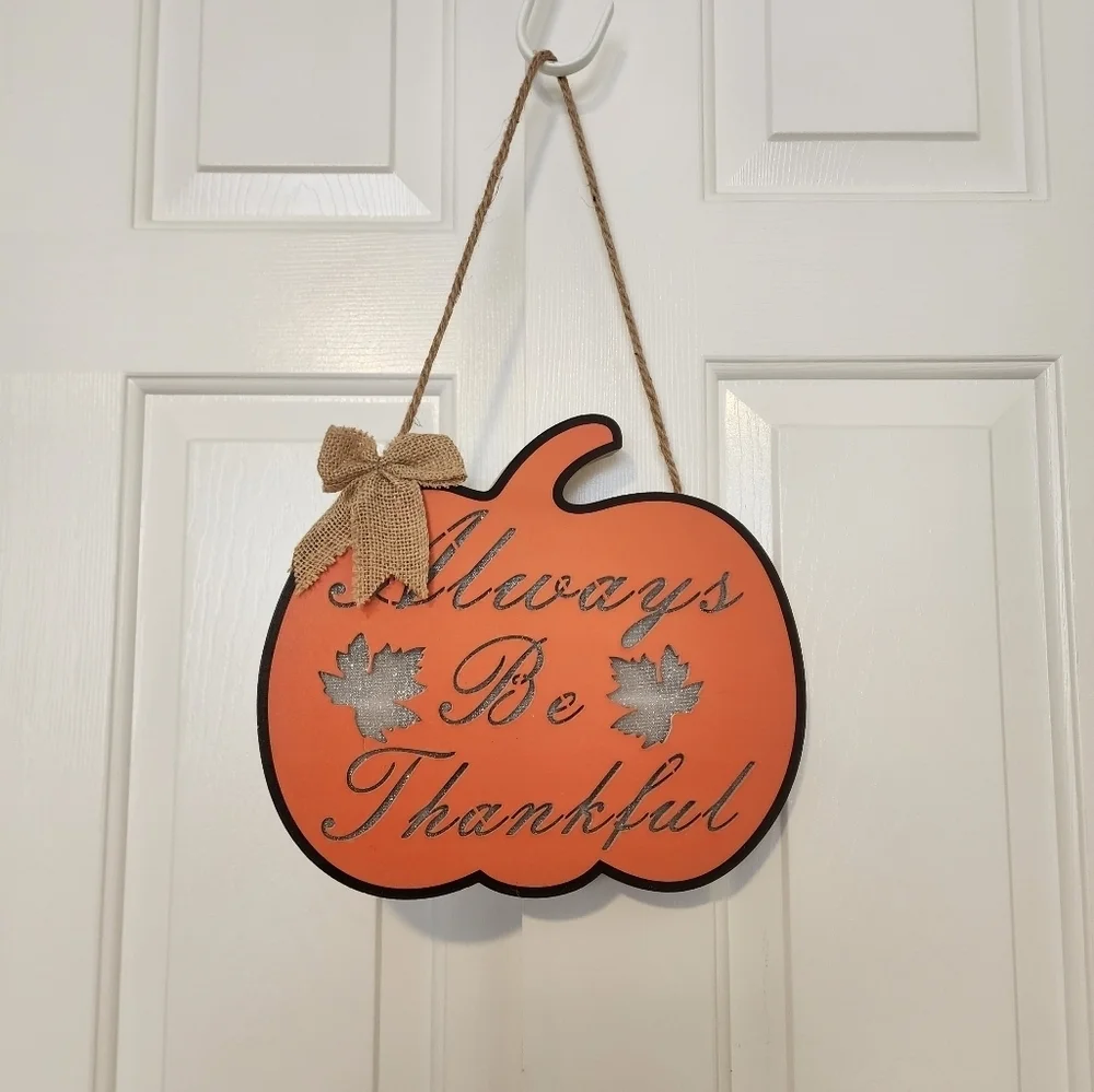 Always Be  Thankful  Light Up Pumpkin NWT